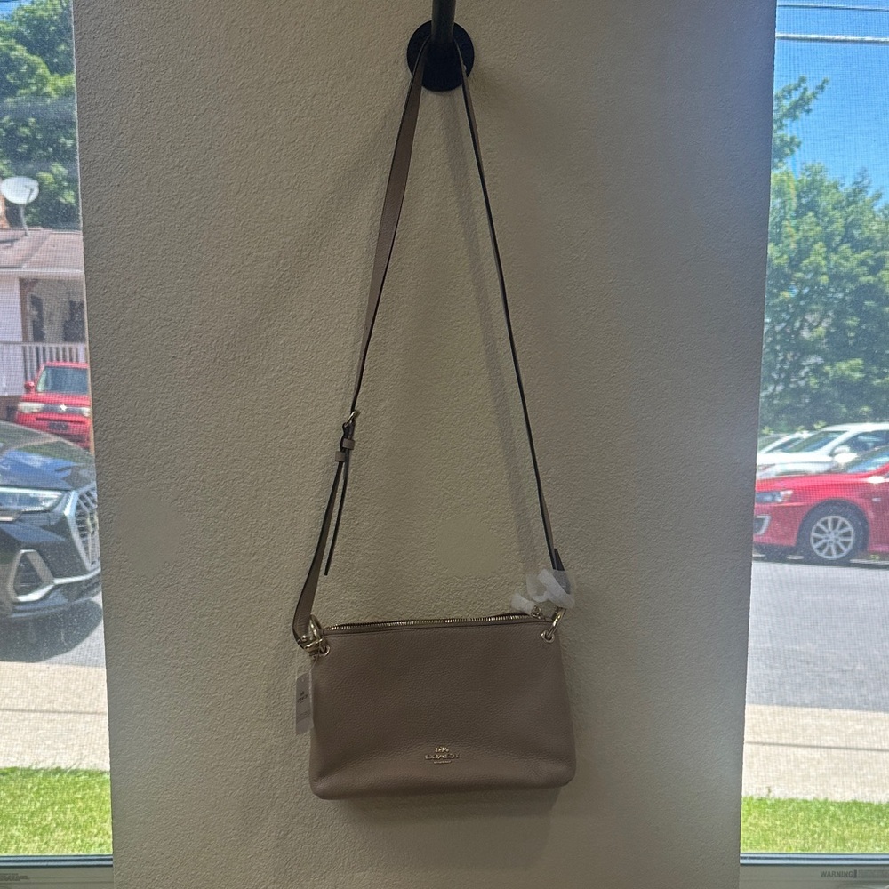 NWT Coach Taupe Leather Crossbody Bag with Gold Hardware